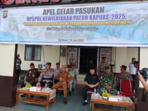 Wakili Dandim Pasi Ops Kodim 1208/Sambas Hadiri Gelar Pasukan Patuh Kapuas 2025 Polres Sambas