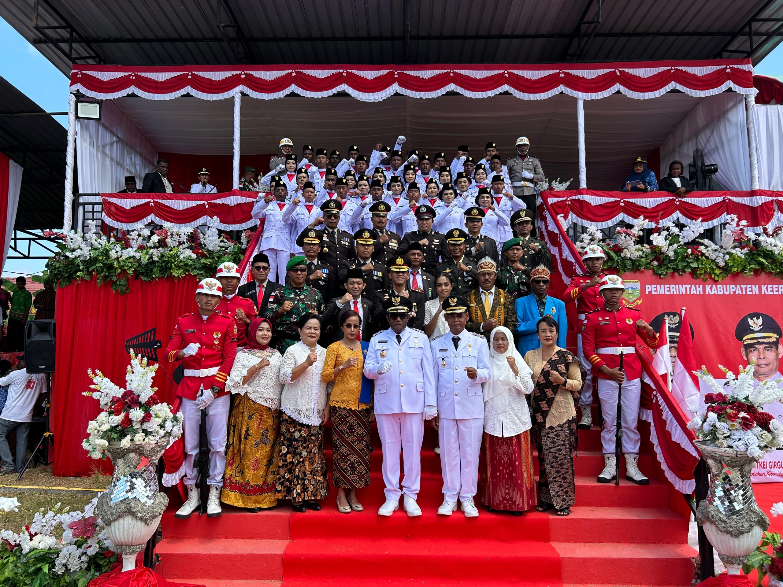 Semarak HUT RI ke-80 di Perbatasan, Satgas Yonif 131/Brajasakti dan Warga Rayakan dengan Penuh Kebersamaan