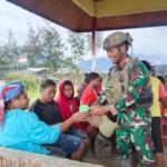 Satgas Yonif 700/WYC Pos Eromaga Gelar Minggu Kasih, Sejuk Damai di Tanah Puncak