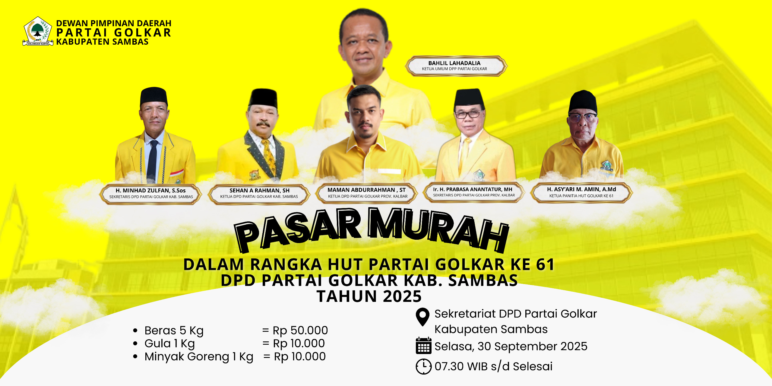 Rayakan HUT ke-61 dengan Aksi Nyata DPD Golkar Sambas Gelar Pasar Murah di 7 Dapil