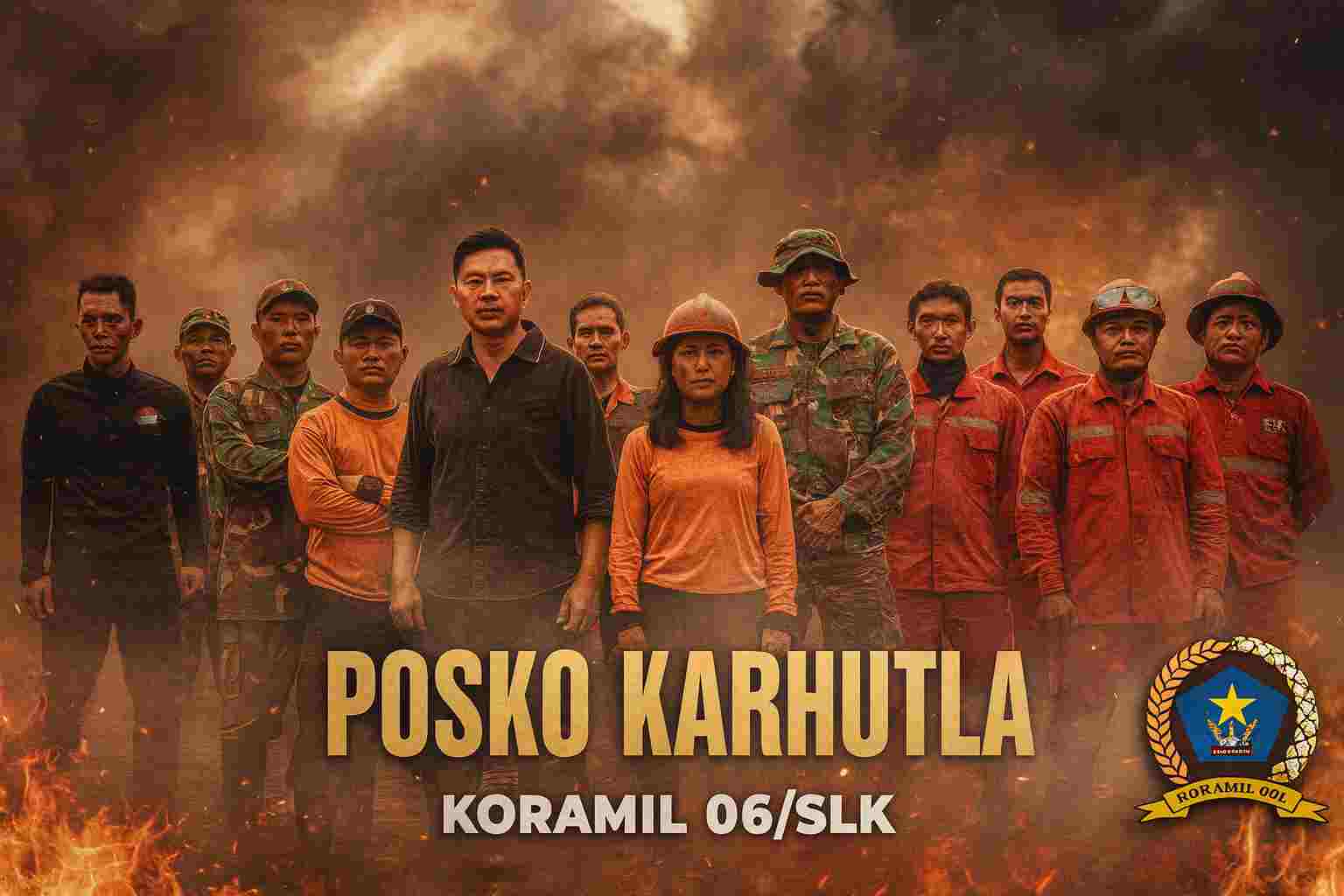 Cuaca Panas dan Angin Kencang, Koramil 06/Selakau Sigap Padamkan Kebakaran Lahan