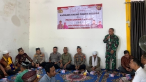 Anggota Koramil 07/Teluk Keramat Hadiri Pisah Sambut Kapolsek Galing