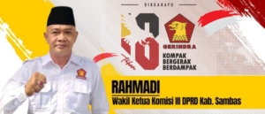 HUT ke-18 Gerindra, Rahmadi Imin Ajak Masyarakat Sambas Tetap Kompak, Bergerak, dan Berdampak