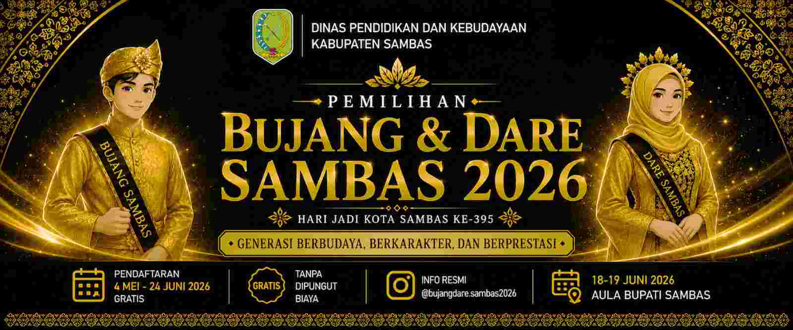 Sambut HUT Kota Sambas ke-395, Pemilihan Bujang Dare 2026 Siapkan Generasi Muda Berbudaya dan Berprestasi
