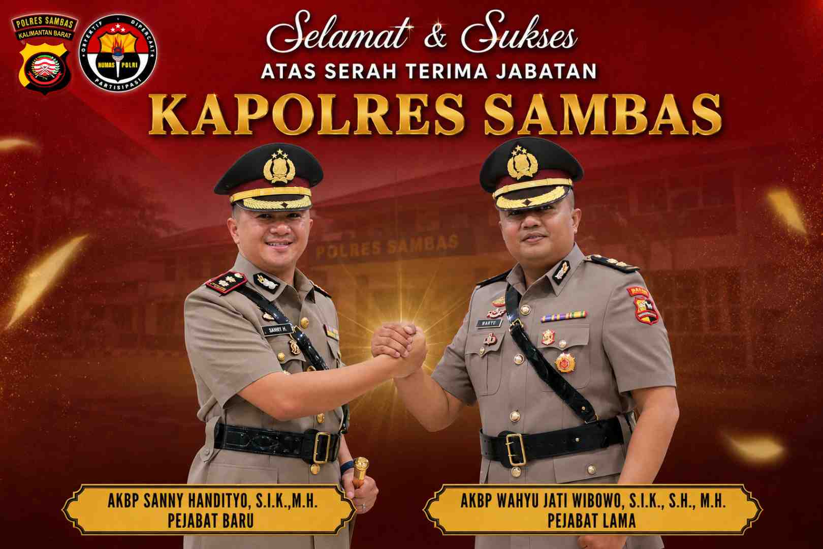 Kapolda Kalbar Pimpin Sertijab PJU dan Kapolres Jajaran, AKBP Sanny Handityo Resmi Jabat Kapolres Sambas