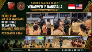 Tanamkan Wawasan Kebangsaan, Satgas Pamtas Yonarmed 13/Nanggala Bekali Siswa SD Tunas Sejahtera